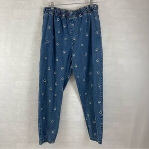 BDG‎ Urban Outfitters Denim Jogger Pants Smiley Face XL Elastic Waist Drawstring